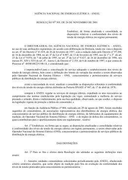 AG&Ecirc;NCIA NACIONAL DE ENERGIA EL&Eacute;TRICA - ANEEL