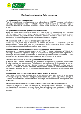 Esclarecimentos sobre furto de energia