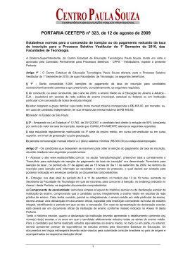 Isen&ccedil;&atilde;o - Lar 1&ordm; SEM 10 - Portaria n&ordm; 323
