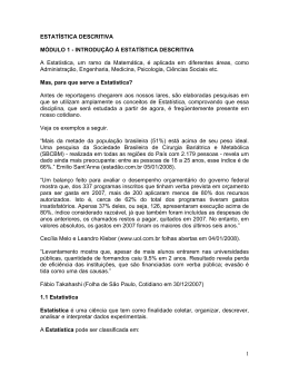 1 INTRODUÇÃO À ESTATÍSTICA DESCRITIVA
