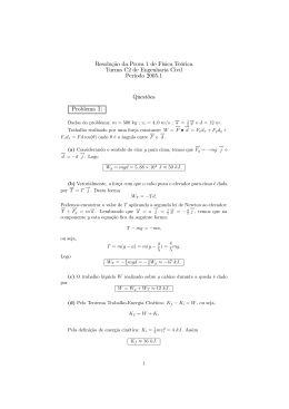 Resolução da Prova 1 de Física Teórica Turma C2 de Engenharia
