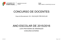 CONCURSO DE DOCENTES ANO ESCOLAR DE 2015/2016