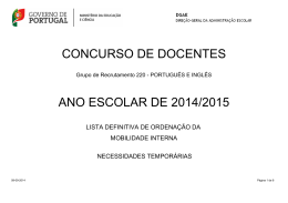 CONCURSO DE DOCENTES ANO ESCOLAR DE 2014/2015