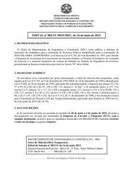 EDITAL n&ordm; 002/13&ndash;MOT/DEC, de 16 de maio de 2013