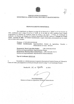 I sERvI&Ccedil;o P&Uacute;BLICO FEDERAL MINISTERIO DA AGRICULTURA