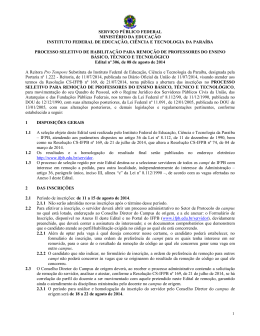 SERVI&Ccedil;O P&Uacute;BLICO FEDERAL MINIST&Eacute;RIO DA EDUCA&Ccedil;&Atilde;O