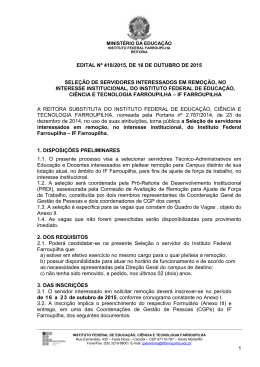 1 EDITAL N&ordm; 418/2015, DE 16 DE OUTUBRO DE 2015 SELE&Ccedil;&Atilde;O