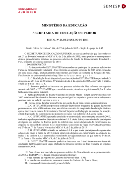 Edital de inscri&ccedil;&atilde;o para o FIES 2015.2