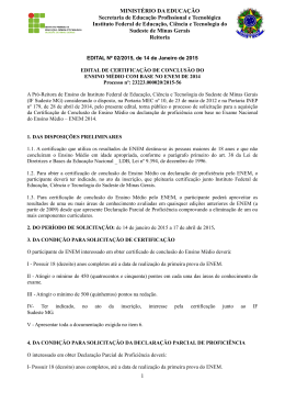 MINISTÉRIO DA EDUCAÇÃO Secretaria de Educação Profissional