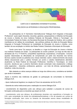 CARTA DO IV SEMINÁRIO INTERINSTITUCIONAL