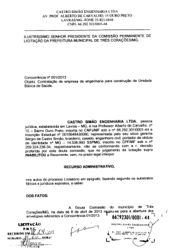 cAsTRO sIM&Atilde;O ENGENHARIA LTDA - Prefeitura de Tr&ecirc;s Cora&ccedil;&otilde;es