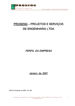PROSENG &ndash; PROJETOS E SERVI&Ccedil;OS DE ENGENHARIA LTDA