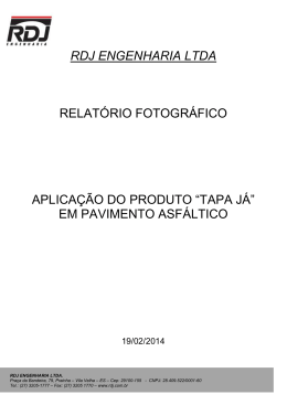 RDJ ENGENHARIA LTDA RELAT&Oacute;RIO FOTOGR&Aacute;FICO