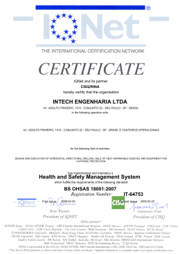 INTECH ENGENHARIA LTDA Health and Safety Management System