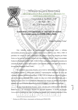 A Reforma Universit&aacute;ria e A Revista Estudos Universit&aacute;rios da UFPE