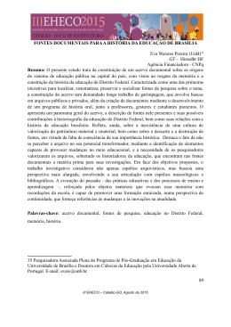 fontes documentais para a hist&oacute;ria da educa&ccedil;&atilde;o