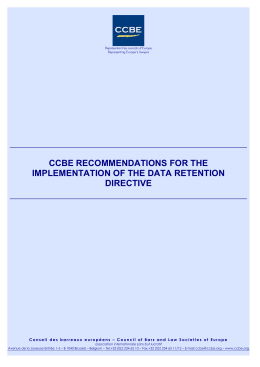 ccbe recommendations for the implementation of the data retention