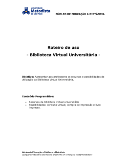 Roteiro de uso - Biblioteca Virtual Universit&aacute;ria -