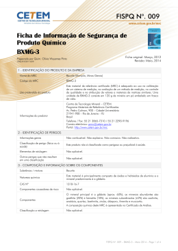 FISPQ No. 009 Ficha de Informa&ccedil;&atilde;o de Seguran&ccedil;a de Produto