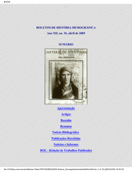 . BOLETIM DE HIST&Oacute;RIA DEMOGR&Aacute;FICA Ano XII, no. 36, abril de