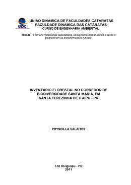 Invent&aacute;rio Florestal no Corredor de Biodiversidade Santa
