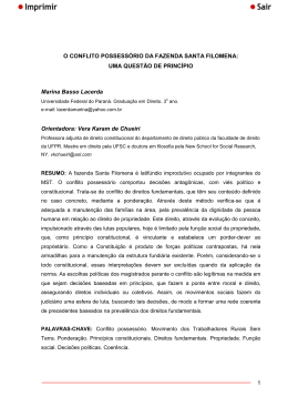 1 O CONFLITO POSSESS&Oacute;RIO DA FAZENDA SANTA FILOMENA