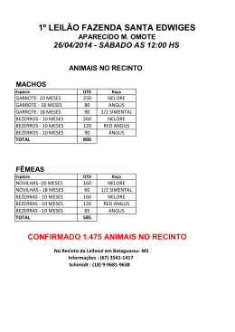 1&ordm; LEIL&Atilde;O FAZENDA SANTA EDWIGES