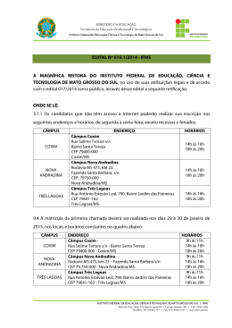 EDITAL Nº 019.1/2014 - IFMS A MAGNÍFICA REITORA DO