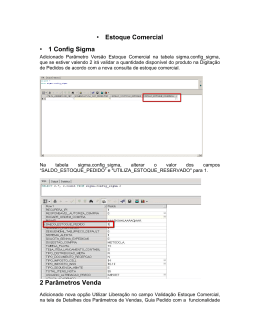 • Estoque Comercial • 1 Config Sigma 2 Parâmetros Venda