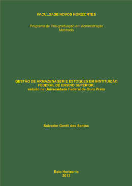 GEST&Atilde;O DE ARMAZENAGEM E ESTOQUES EM INSTITUI&Ccedil;&Atilde;O