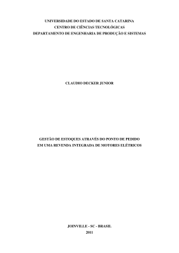 Gest&atilde;o de estoques atrav&eacute;s do ponto de pedido em uma revenda