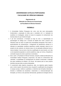 Regulamento do Mestrado em Ci&ecirc;ncias da Comunica&ccedil;&atilde;o