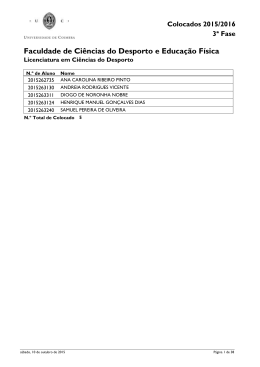 Faculdade de Ci&ecirc;ncias e Tecnologia Colocados 2015/2016 3&ordf; Fase