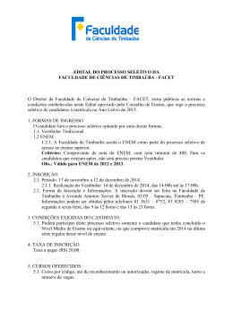 EDITAL DO PROCESSO SELETIVO DA FACULDADE DE