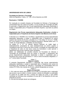 Faculdade de Ci&ecirc;ncias e Tecnologia