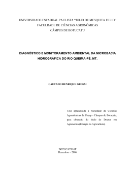 Diagn&oacute;stico e monitoramento ambiental da microbacia hidrogr&aacute;fica