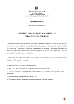 Nota Técnica 07 - Critérios para selação de currículos do SAMU
