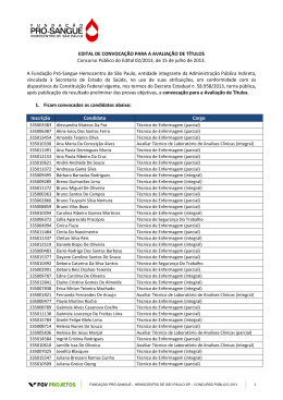 Edital de Convocação Avaliação de Títulos - Nível