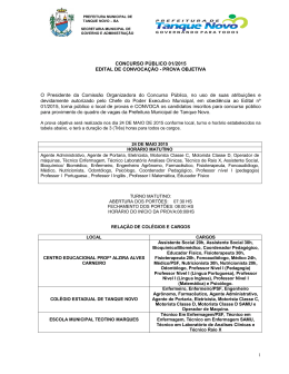 Edital de convoca&ccedil;&atilde;o para provas objetivas