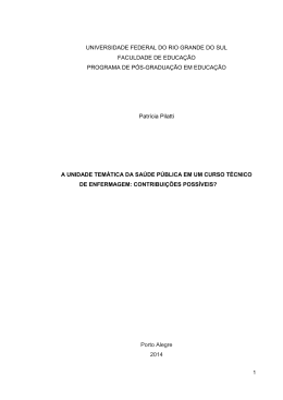 A unidade tem&aacute;tica da sa&uacute;de p&uacute;blica em um curso t&eacute;cnico de
