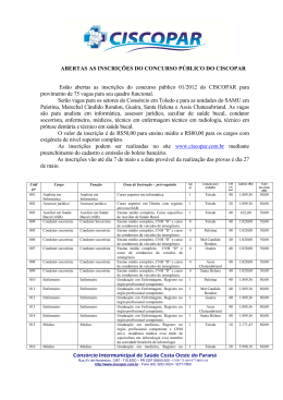 ABERTAS AS INSCRI&Ccedil;&Otilde;ES DO CONCURSO P&Uacute;BLICO