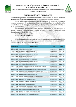 DISTRIBUI&Ccedil;&Atilde;O DOS CANDIDATOS - Portal UFRJ