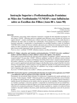 Instru&ccedil;&atilde;o Superior e Profissionaliza&ccedil;&atilde;o Feminina: as M&atilde;es dos