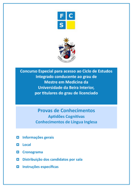 Provas de Conhecimentos - Universidade da Beira Interior