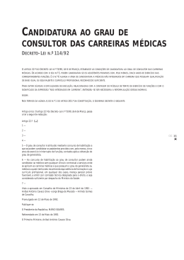 candidatura ao grau de consultor das carreiras médicas decreto