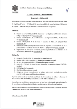 Instituto Nacional de Emerg&ecirc;ncia M&eacute;dica
