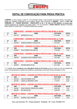 Edital de Convoca&ccedil;&atilde;o Prova Pratica 03/07/2015
