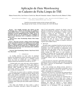 Aplica&ccedil;&atilde;o de Data Warehousing no Cadastro de Ficha Limpa do TSE