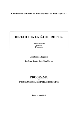 DIREITO DA UNIÃO EUROPEIA - Faculdade de Direito