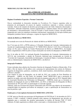 Relatório de Atividades da Presidência Pro Tempore do Brasil